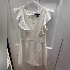 French Connection White Ruffle Sleeve Mini Dress